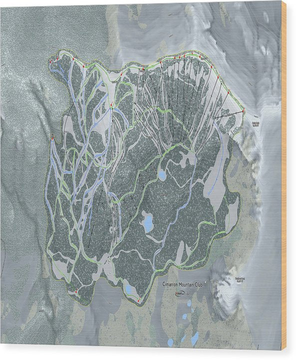 Cimarron Mountain Ski Trail Map - Wood Print - Powderaddicts