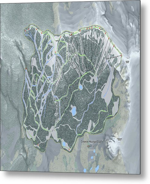 Cimarron Mountain Ski Trail Map - Metal Print - Powderaddicts