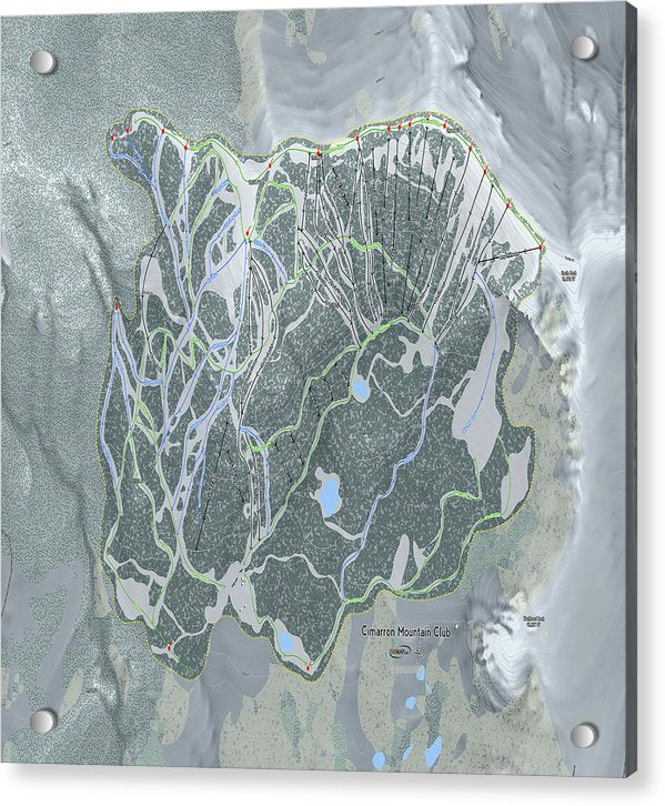 Cimarron Mountain Ski Trail Map - Acrylic Print - Powderaddicts