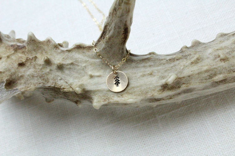 STAMPED TREE CIRCLE PENDANT NECKLACE - Powderaddicts