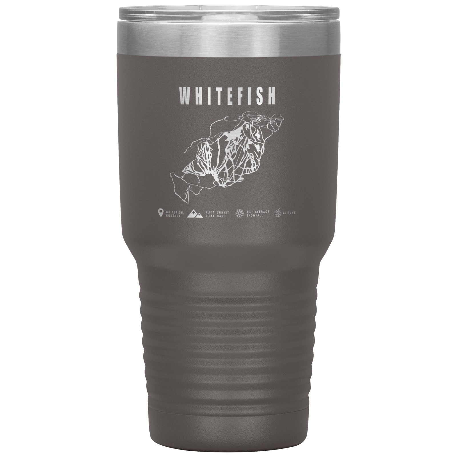 Whitefish Montana Ski Trail Map 30oz Tumbler - Powderaddicts