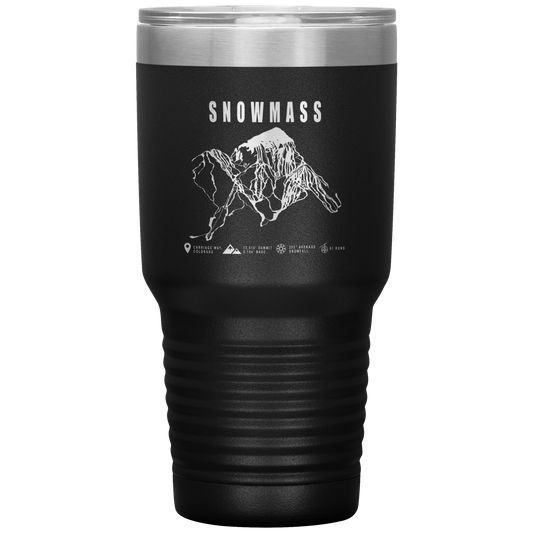 Snowmass Colorado Ski Trail Map 30oz Tumbler - Powderaddicts