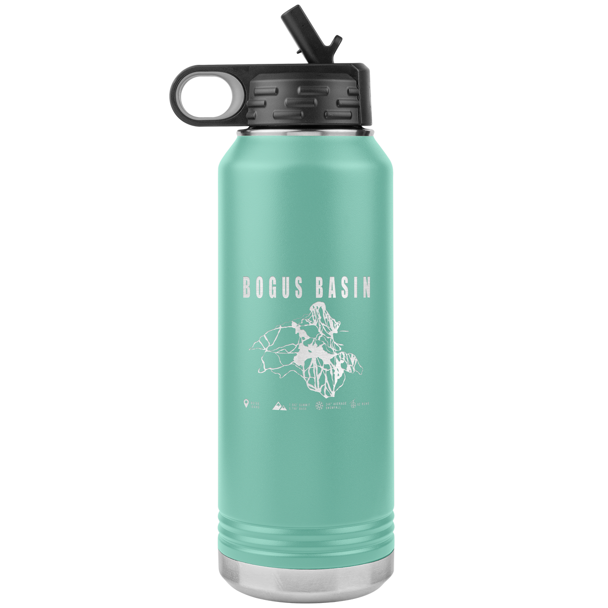 Bogus Basin Idaho Ski Trail Map 32oz Water Bottle Tumbler - Powderaddicts