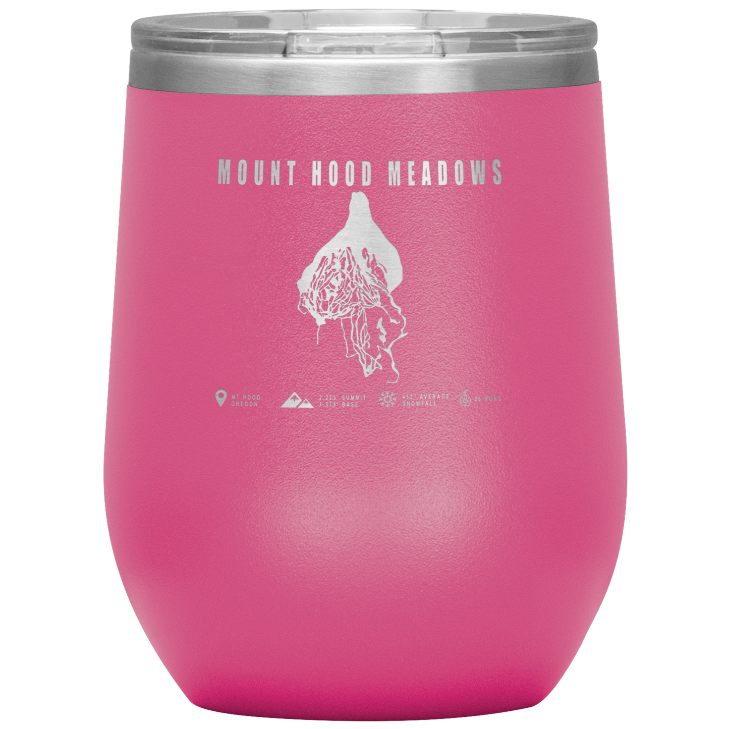 Mount Hood Meadows, Oregon Ski Trail Map Wine 12oz Tumbler - Powderaddicts