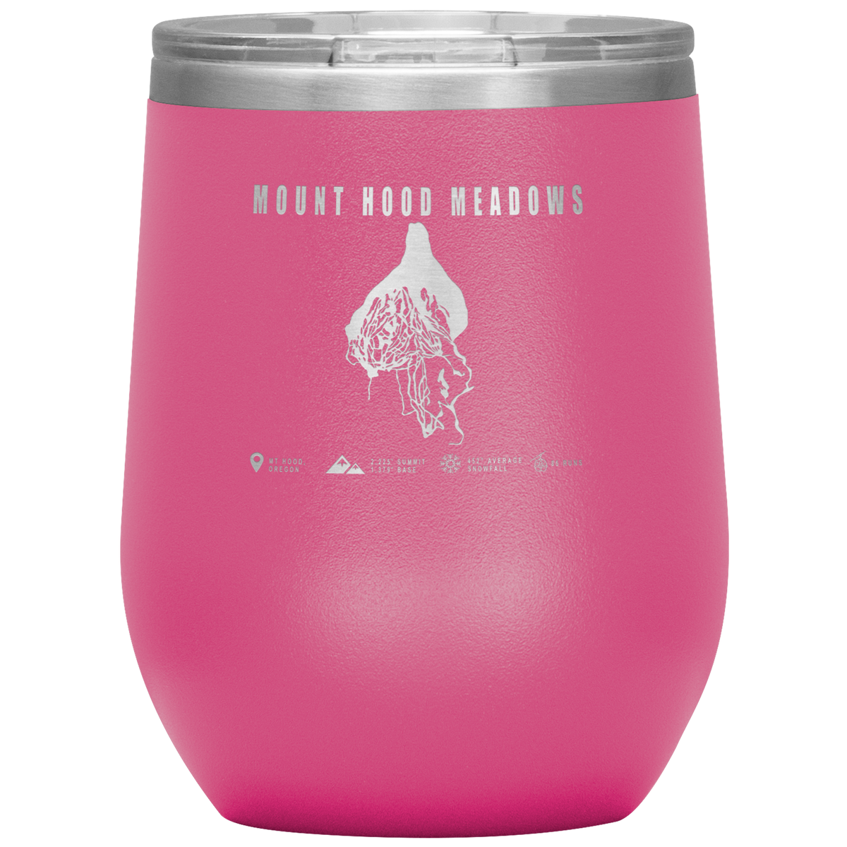 Mount Hood Meadows, Oregon Ski Trail Map Wine 12oz Tumbler - Powderaddicts