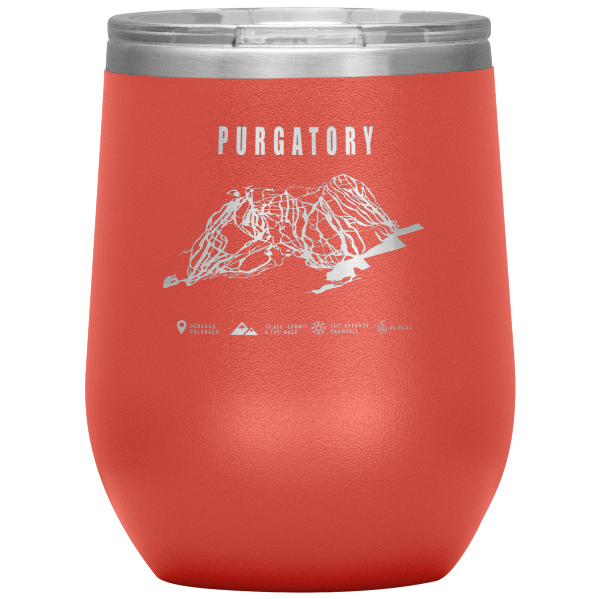 Purgatory Colorado Ski Trail Map Wine 12oz Tumbler - Powderaddicts