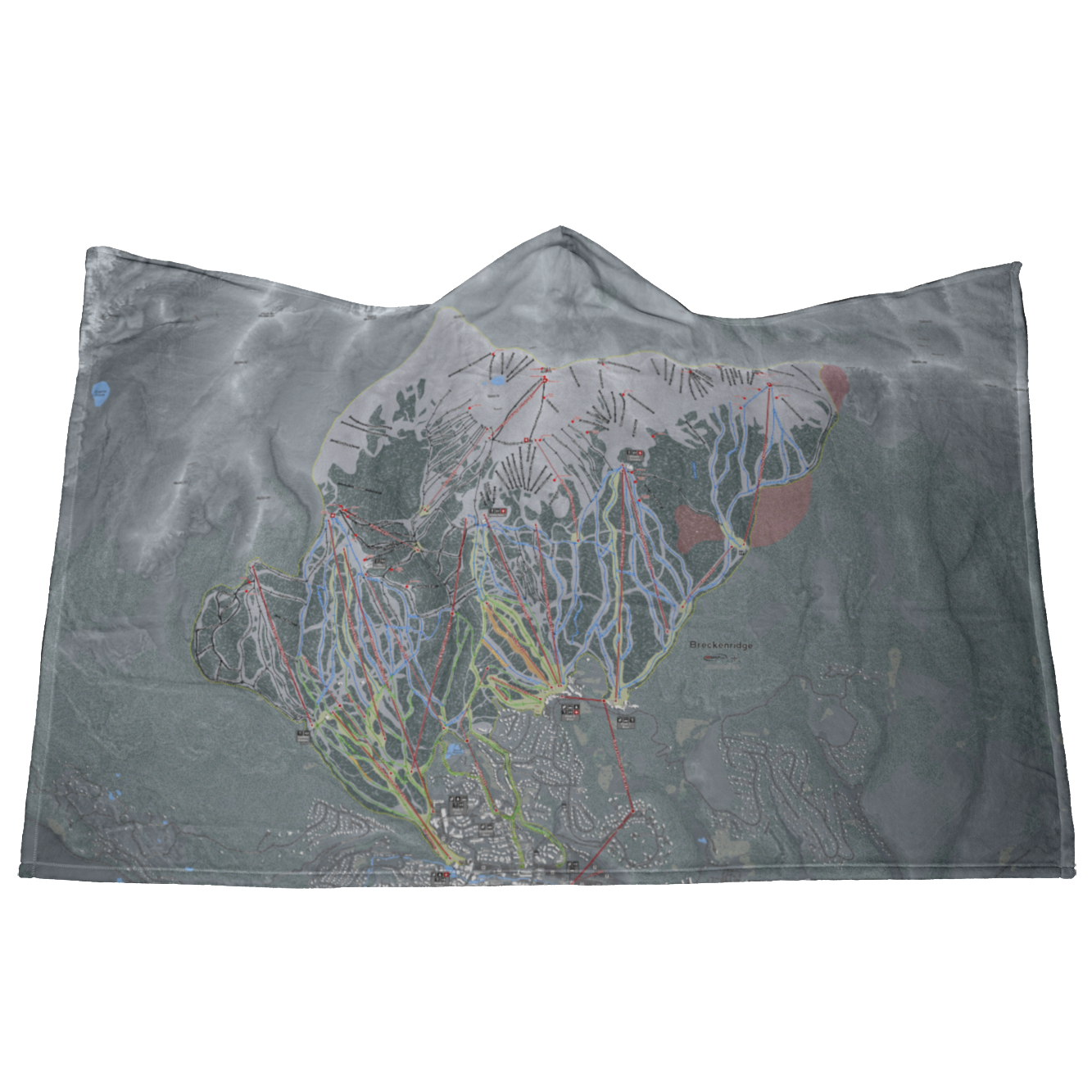 Breckenridge, Colorado Ski Trail Map - Hooded Blanket - Powderaddicts