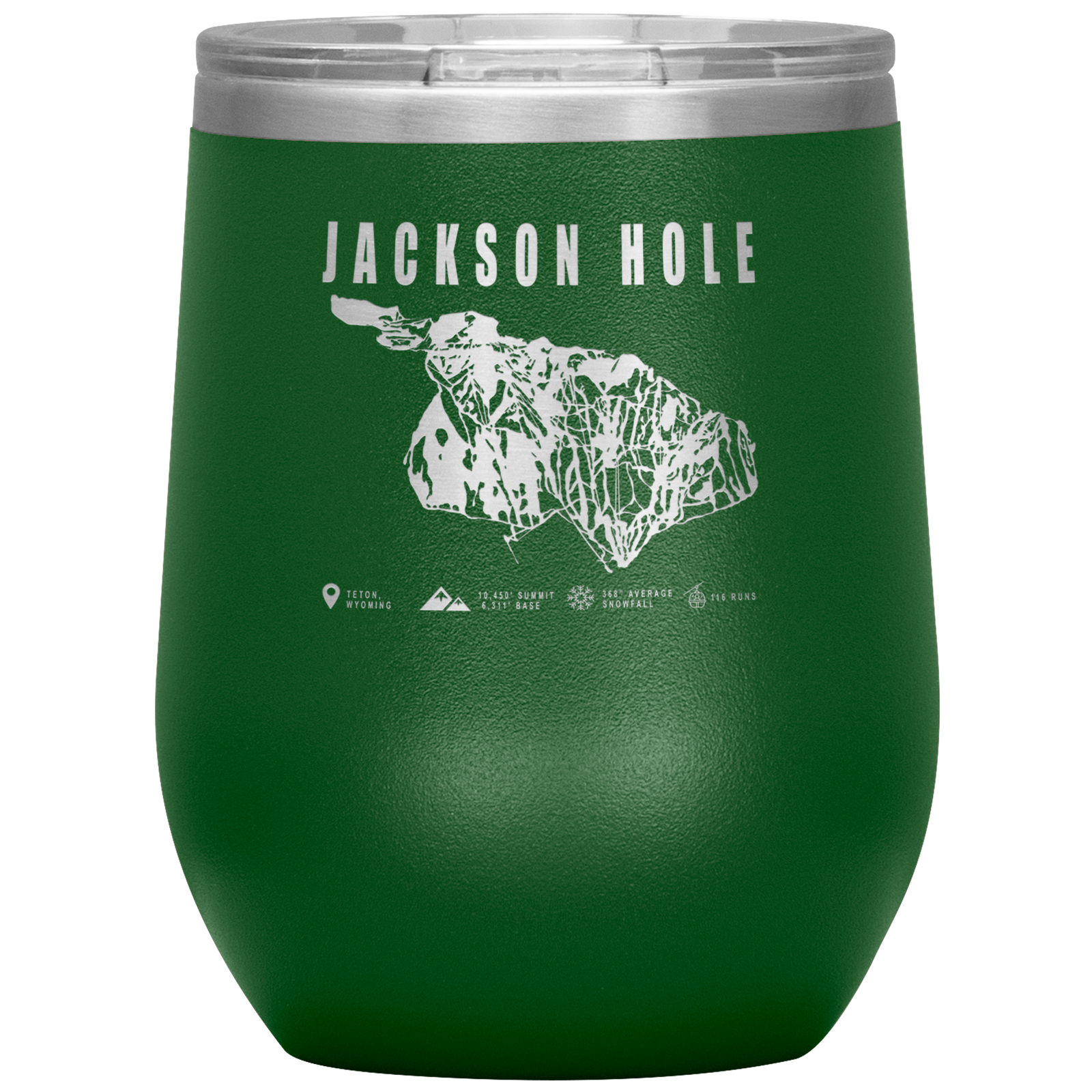 Jackson Hole Wyoming Ski Trail Map Wine 12oz Tumbler - Powderaddicts