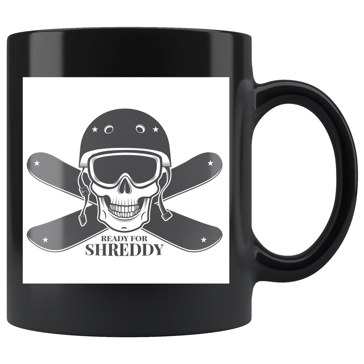 Ready For Shreddy Skeleton Skis Mugs - Powderaddicts
