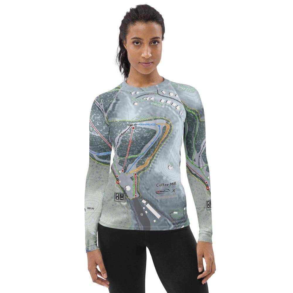Coffee Mill, Minnesota Ski Trail Map Women's Base Layer Top - Powderaddicts