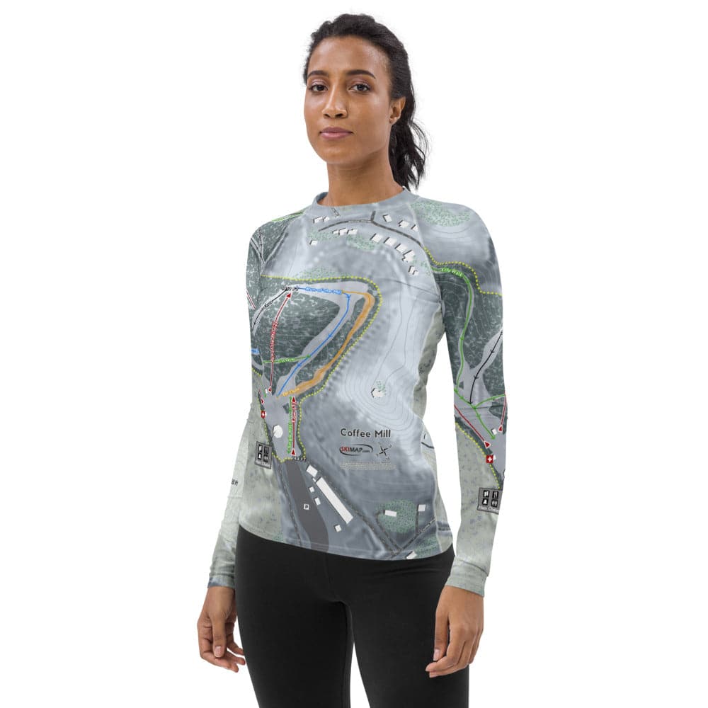 Coffee Mill, Minnesota Ski Trail Map Women's Base Layer Top - Powderaddicts