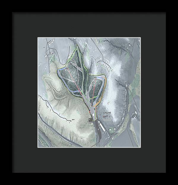 Coffee Mill Ski Trail Map - Framed Print - Powderaddicts
