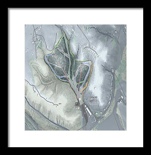 Coffee Mill Ski Trail Map - Framed Print - Powderaddicts