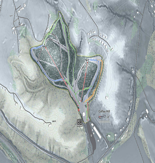 Coffee Mill Ski Trail Map - Art Print - Powderaddicts