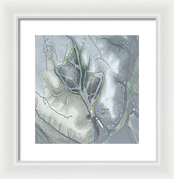 Coffee Mill Ski Trail Map - Framed Print - Powderaddicts
