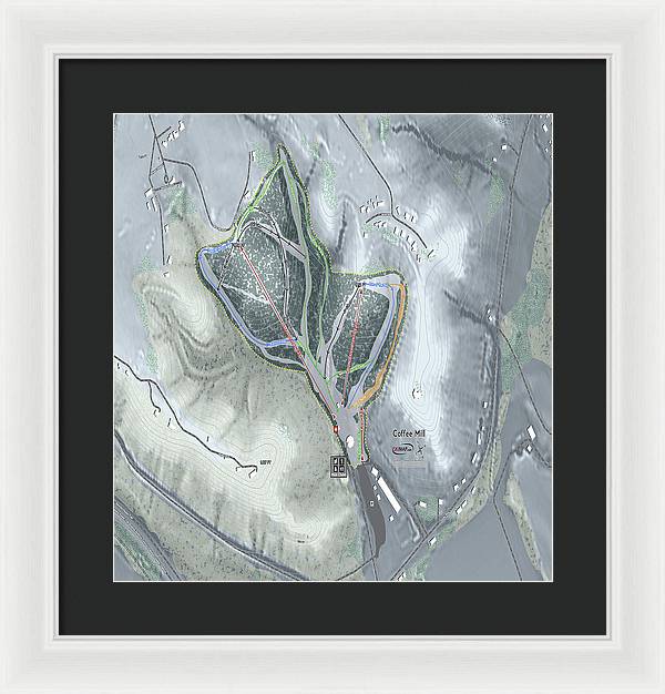 Coffee Mill Ski Trail Map - Framed Print - Powderaddicts