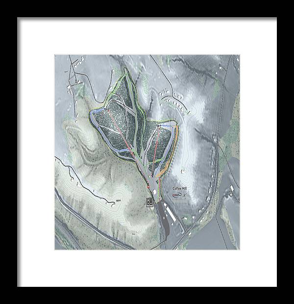 Coffee Mill Ski Trail Map - Framed Print - Powderaddicts