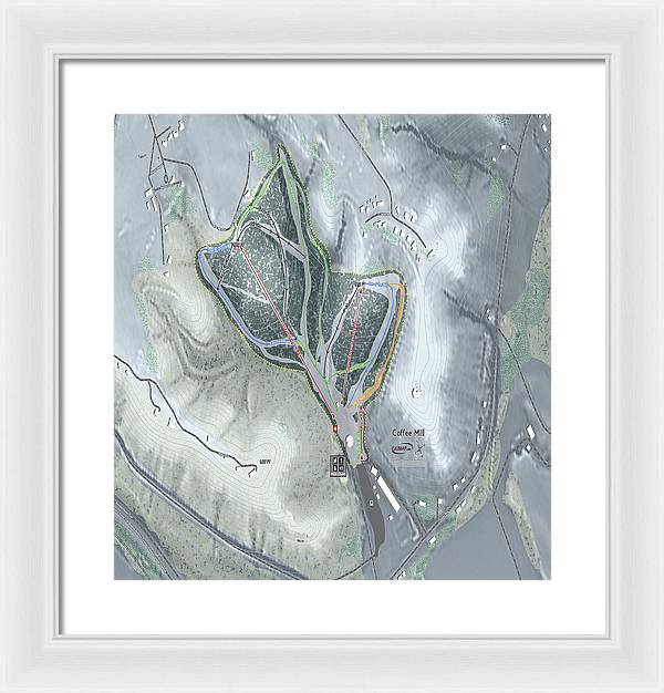Coffee Mill Ski Trail Map - Framed Print - Powderaddicts