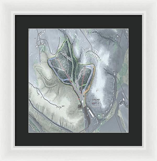 Coffee Mill Ski Trail Map - Framed Print - Powderaddicts