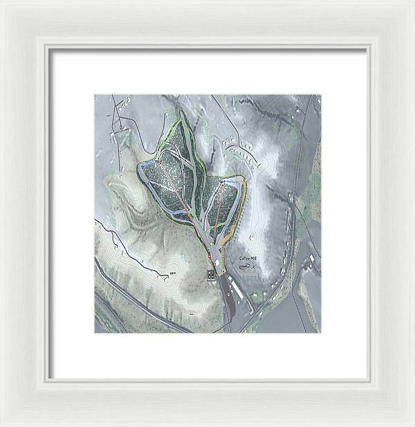 Coffee Mill Ski Trail Map - Framed Print - Powderaddicts