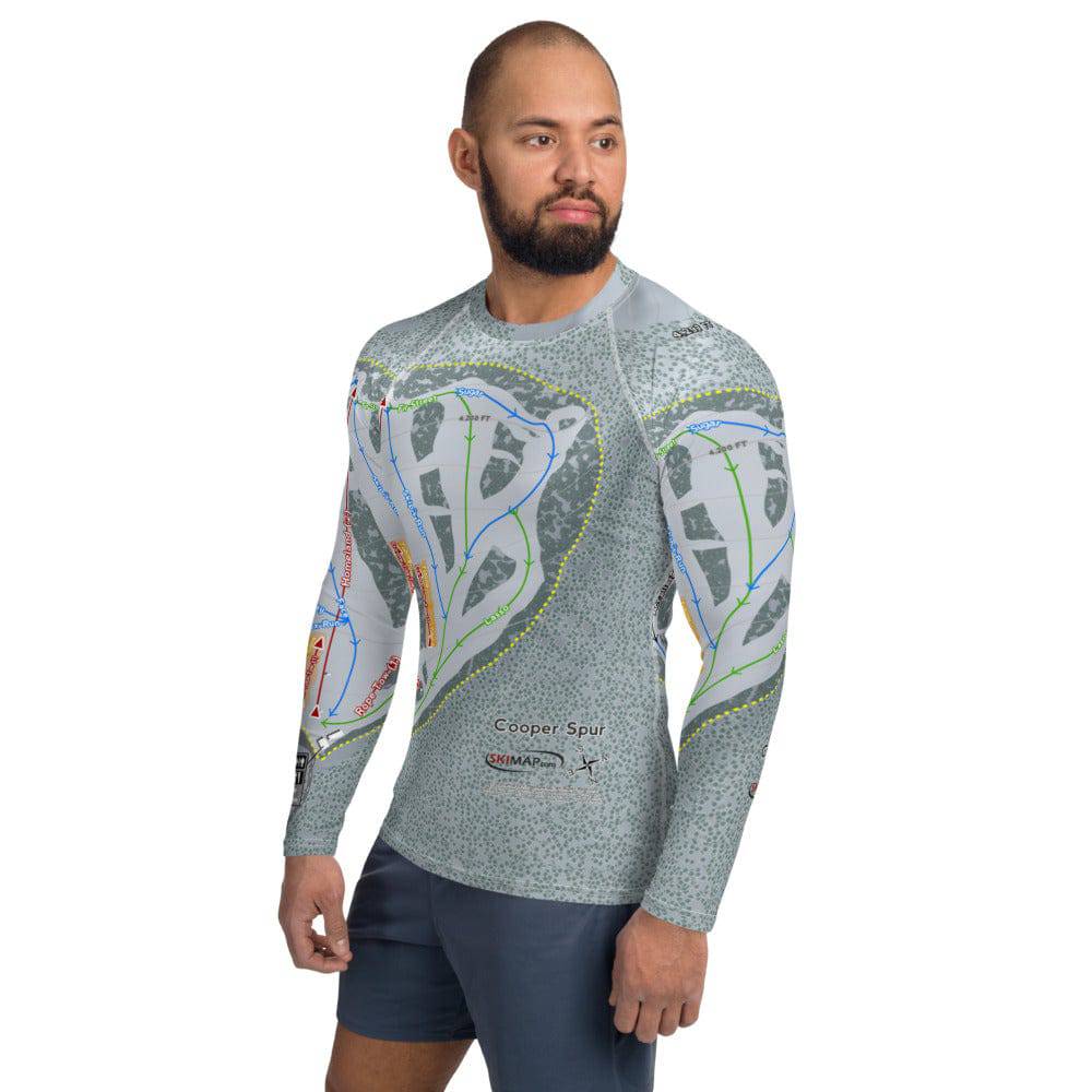 Cooper Spur, Oregon Ski Trail Map Men's Base Layer Top - Powderaddicts