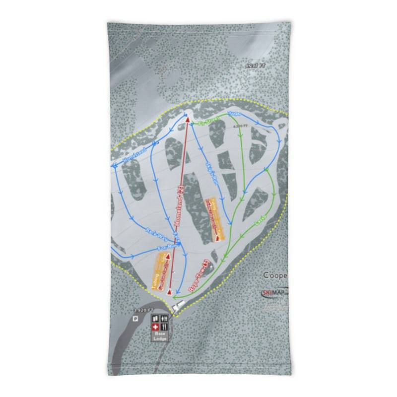Cooper Spur, Oregon Ski Trail Map Printed Neck Gaiter - Powderaddicts