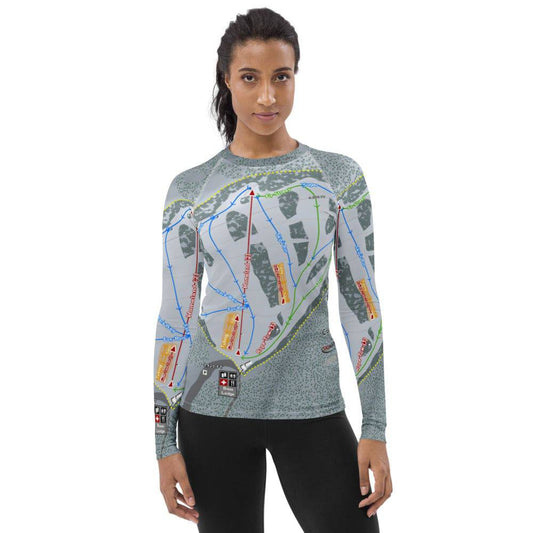 Cooper Spur, Oregon Ski Trail Map Women's Base Layer Top - Powderaddicts