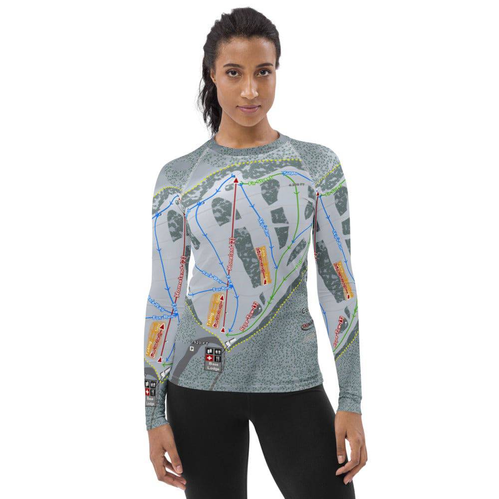 Cooper Spur, Oregon Ski Trail Map Women's Base Layer Top - Powderaddicts