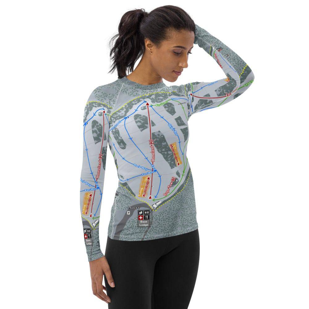 Cooper Spur, Oregon Ski Trail Map Women's Base Layer Top - Powderaddicts