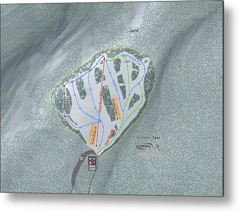 Cooper Spur Ski Trail Map - Metal Print - Powderaddicts