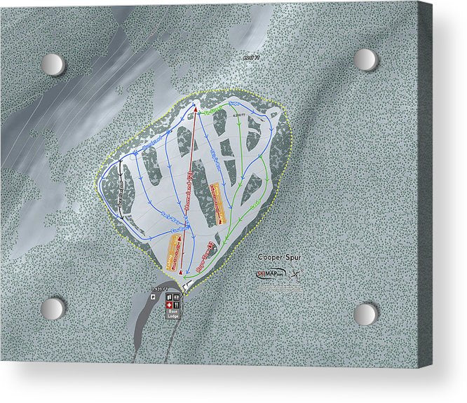 Cooper Spur Ski Trail Map - Acrylic Print - Powderaddicts