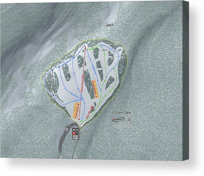 Cooper Spur Ski Trail Map - Acrylic Print - Powderaddicts