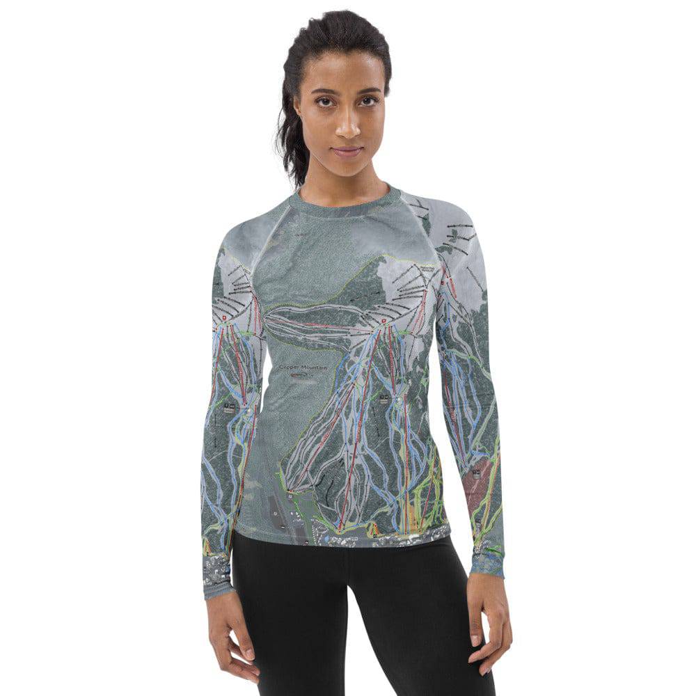 Copper Mtn, Colorado Ski Trail Map Women's Base Layer Top - Powderaddicts