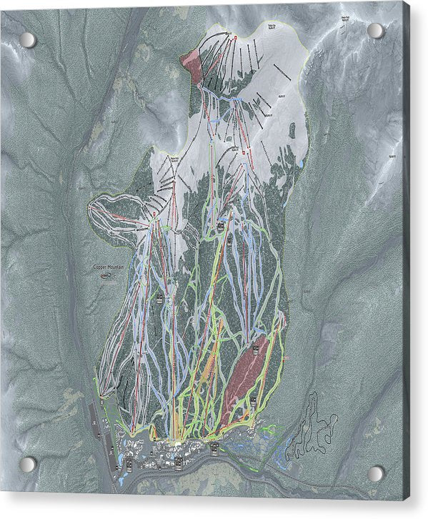 Copper Mtn Ski Trail Map - Acrylic Print - Powderaddicts