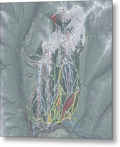 Copper Mtn Ski Trail Map - Metal Print - Powderaddicts