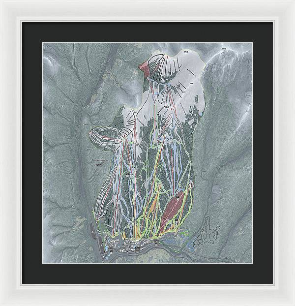 Copper Mtn Ski Trail Map - Framed Print - Powderaddicts
