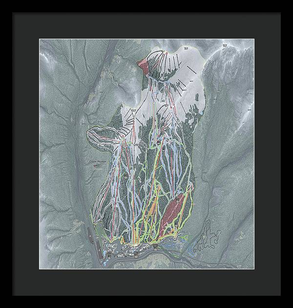 Copper Mtn Ski Trail Map - Framed Print - Powderaddicts