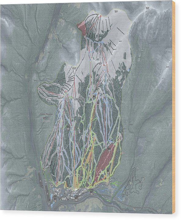 Copper Mtn Ski Trail Map - Wood Print - Powderaddicts