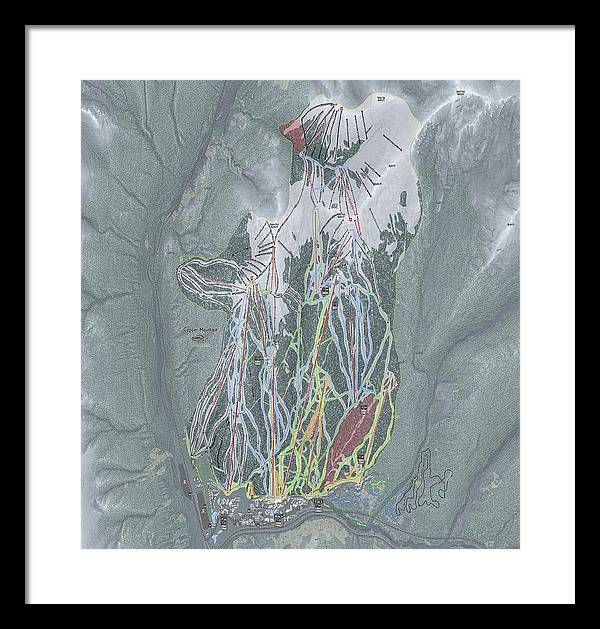 Copper Mtn Ski Trail Map - Framed Print - Powderaddicts