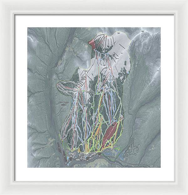 Copper Mtn Ski Trail Map - Framed Print - Powderaddicts
