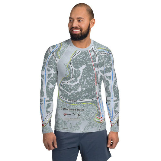 Cottonwood Butte, Idaho Ski Trail Map Men's Base Layer Top - Powderaddicts