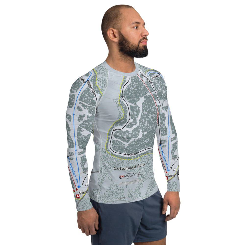 Cottonwood Butte, Idaho Ski Trail Map Men's Base Layer Top - Powderaddicts
