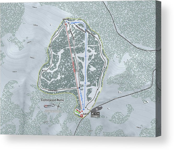 Cottonwood Butte Ski Trail Map - Acrylic Print - Powderaddicts