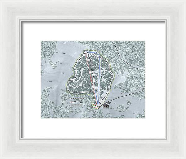 Cottonwood Butte Ski Trail Map - Framed Print - Powderaddicts