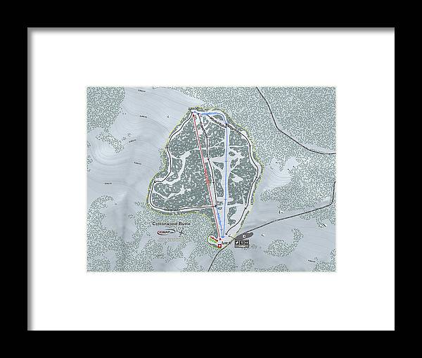 Cottonwood Butte Ski Trail Map - Framed Print - Powderaddicts