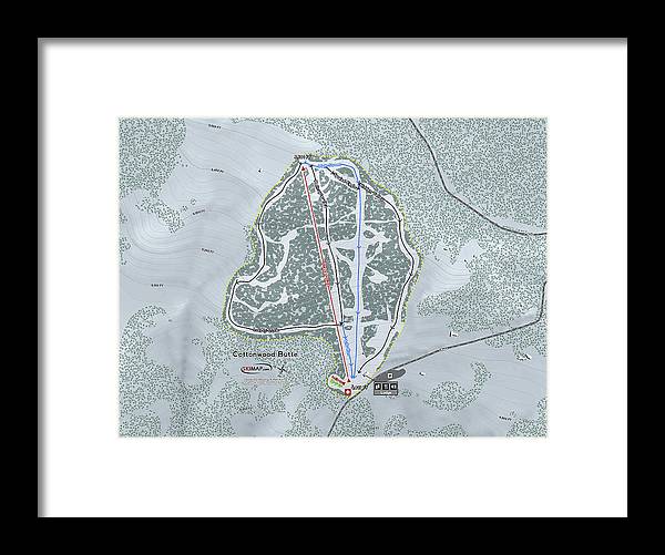 Cottonwood Butte Ski Trail Map - Framed Print - Powderaddicts