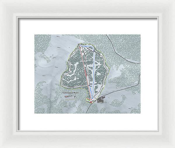Cottonwood Butte Ski Trail Map - Framed Print - Powderaddicts