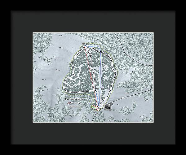 Cottonwood Butte Ski Trail Map - Framed Print - Powderaddicts
