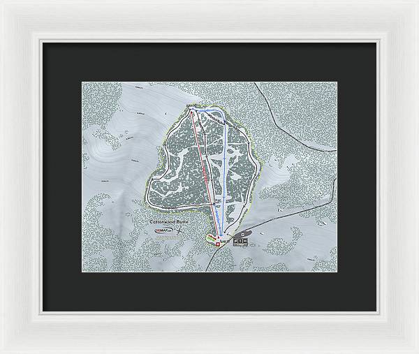 Cottonwood Butte Ski Trail Map - Framed Print - Powderaddicts