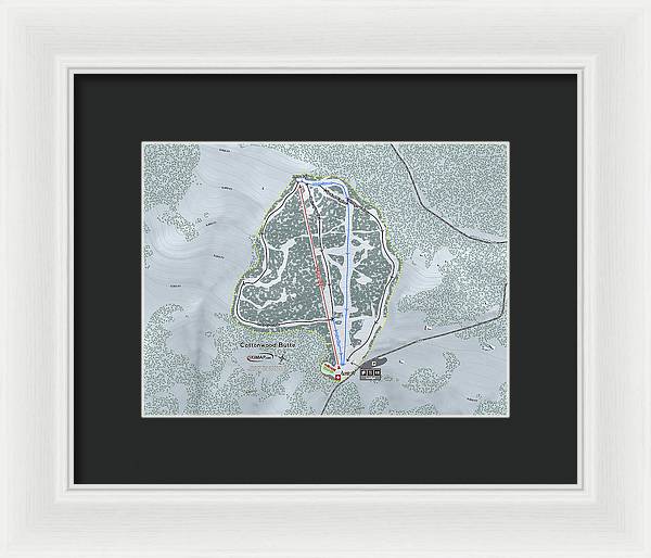 Cottonwood Butte Ski Trail Map - Framed Print - Powderaddicts